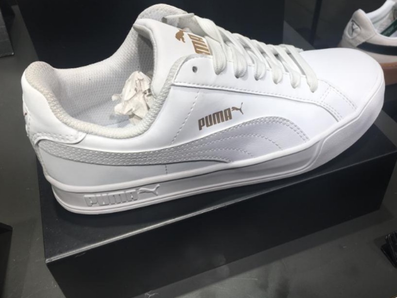 Puma White Metallic Gold Sneakers 