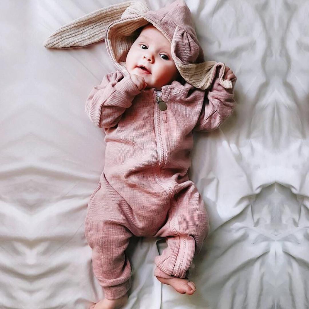 Stock Premium Knit Cotton Long Bunny Ears Newborn Toddler Baby Boys Girls Pink Pj Long Sleeves Zip Romper Kids Children Clothing Babies Kids Babies Apparel On Carousell