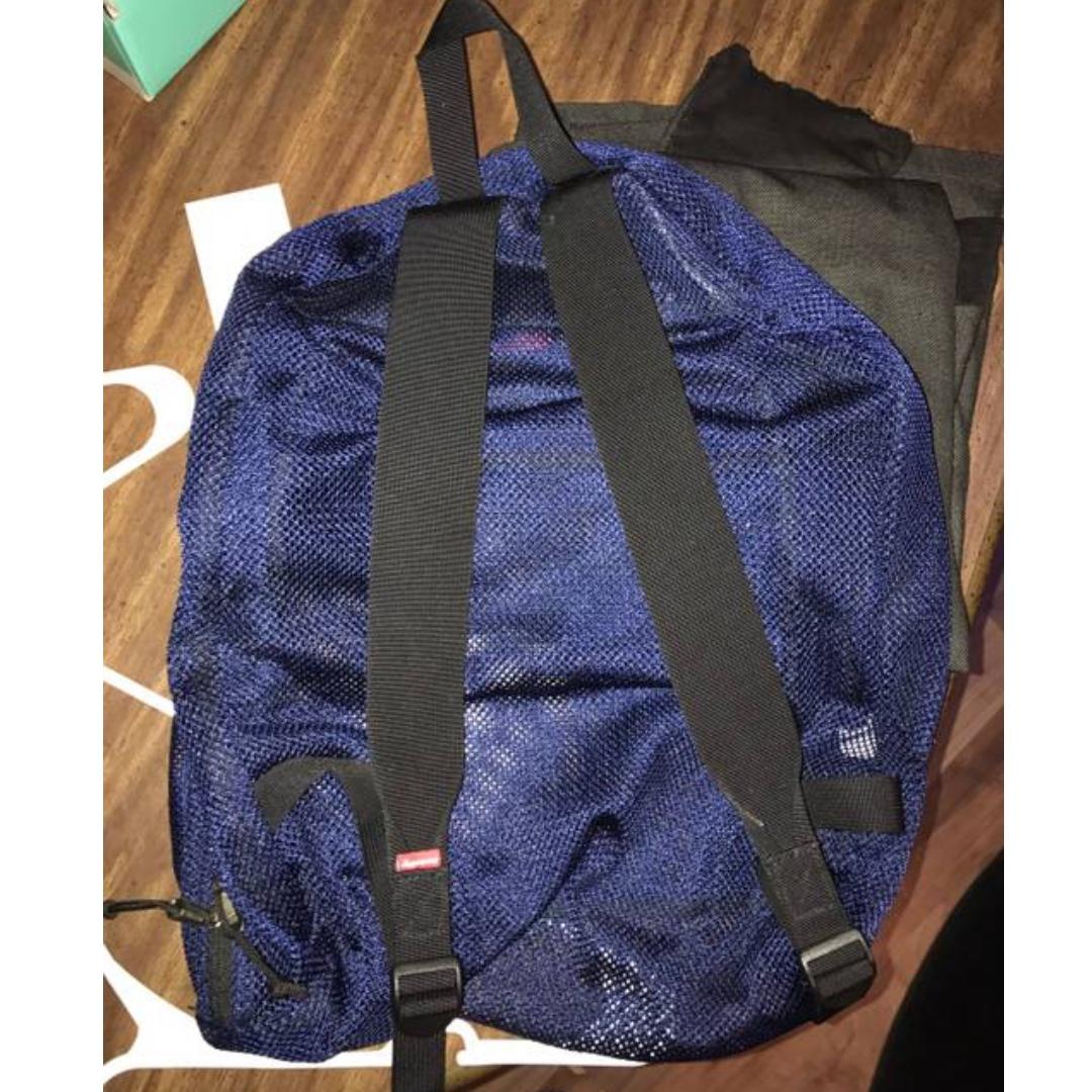 Supreme Mesh Book Bag Red Box Logo Men s Fashion Bags Backpacks on Carousell