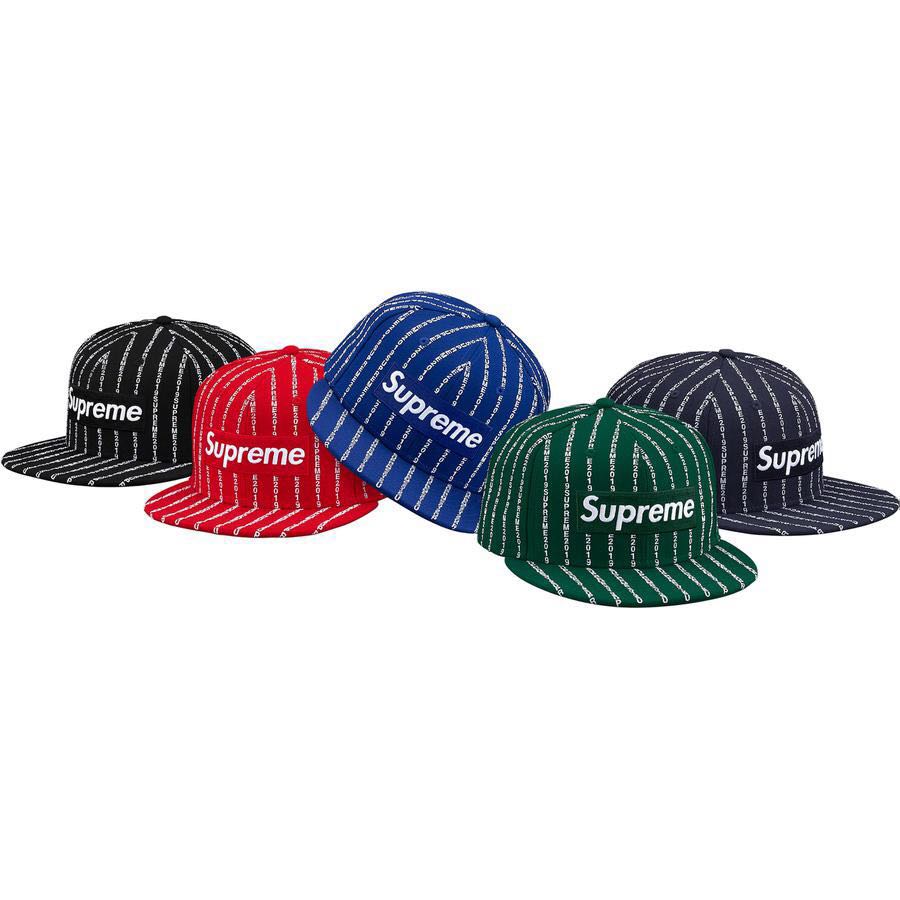 Supreme text stripe new era clearance