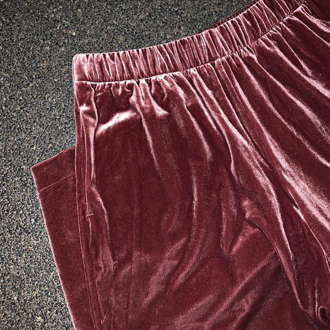 velvet flowy pants