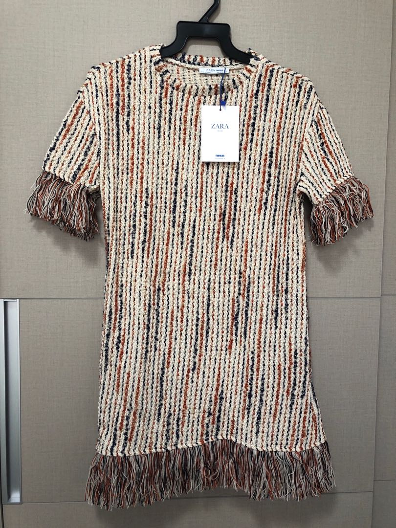 zara fringed jacquard dress