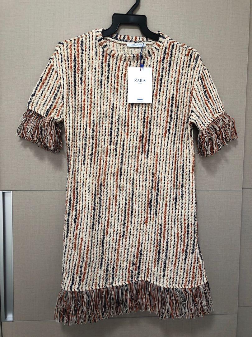 Zara fringed deals jacquard dress