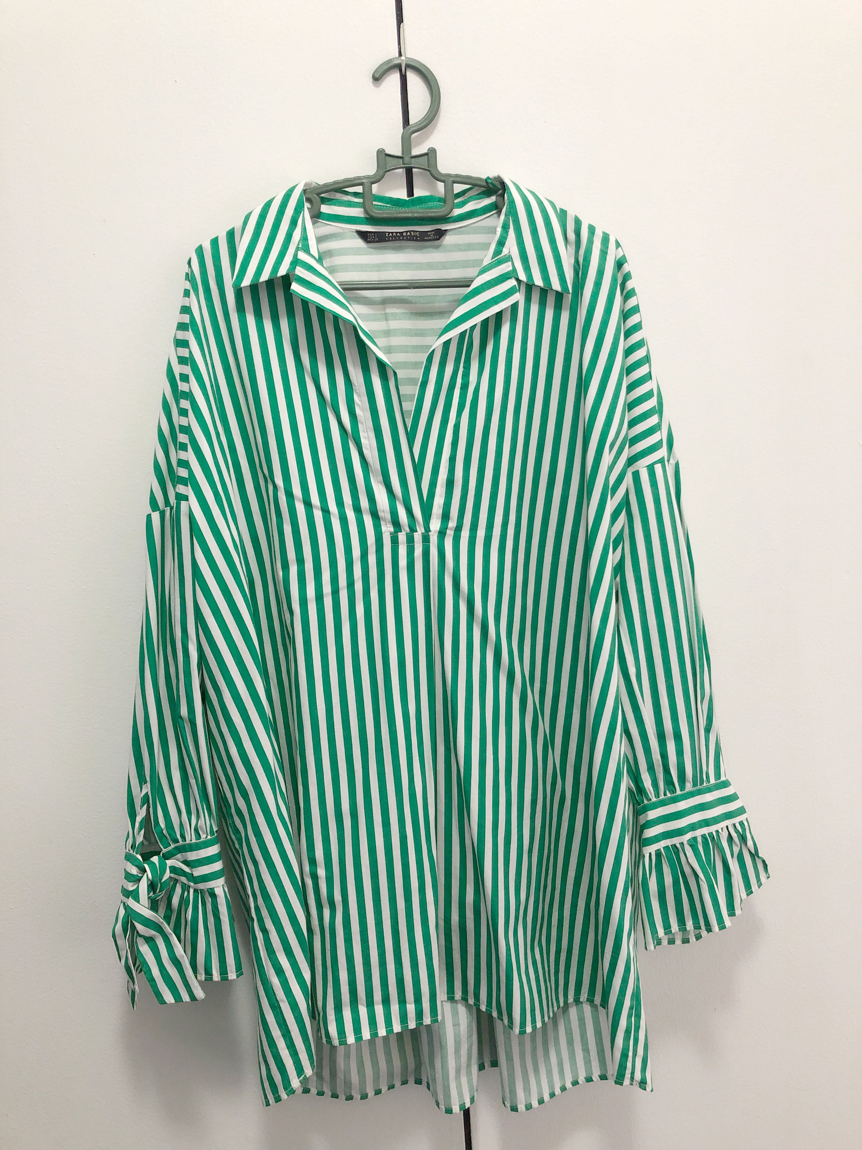 Zara green striped top clearance