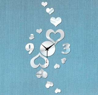 DIY Acrylic Heart Shapes Wall Clock Decal