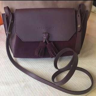 2017秋冬最新款 Longchamp 結合絨面皮革與光滑皮革的精美柔軟 肩背、斜背包（自購、現貨）