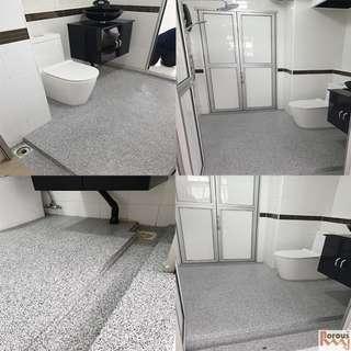Non slip Toilet floor overlay & repair [Photo References]