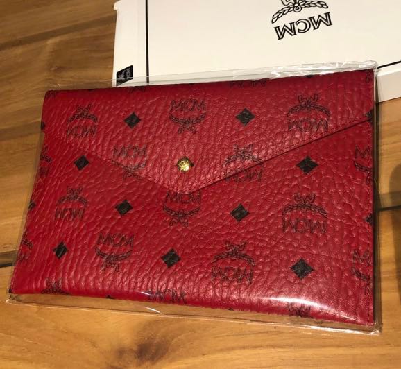 Mcm red sales clutch bag