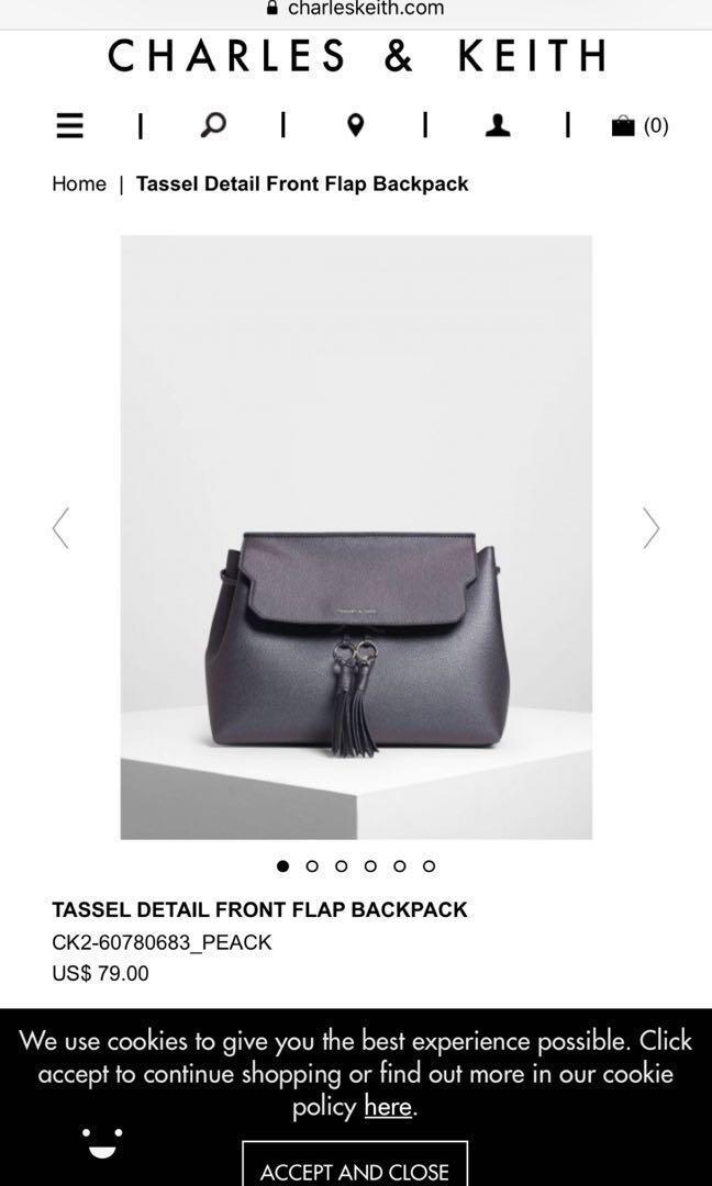 Tassel detail front flap backpack outlet