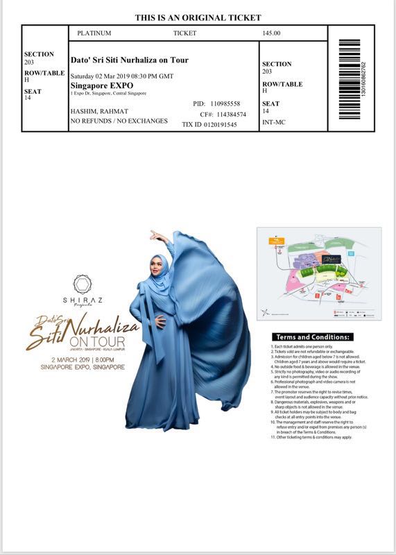 Dato Siti Nurhaliza On Tour Concert Singapore Price Negotiable Entertainment Events Concerts On Carousell