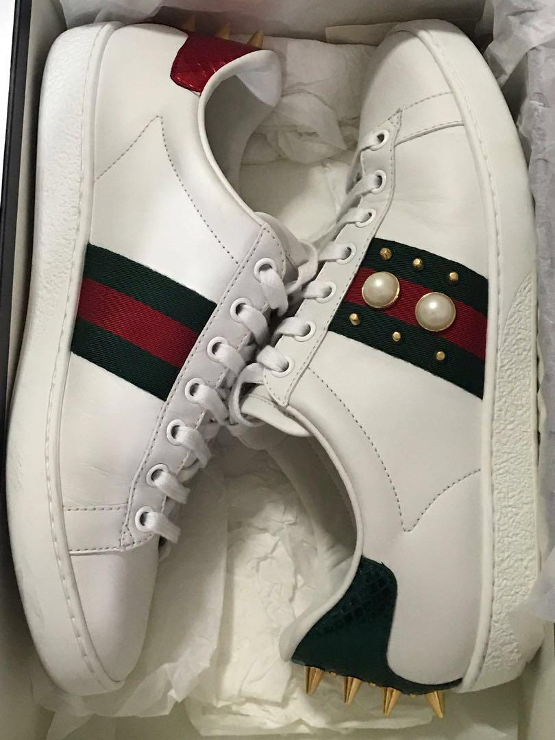 gucci pearl studded sneakers