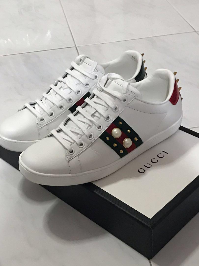 Gucci Ace Pearl and Stud Sneaker, Women 
