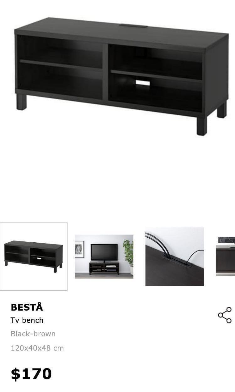 Ikea Besta Tv Bench Black Brown Furniture Others On Carousell