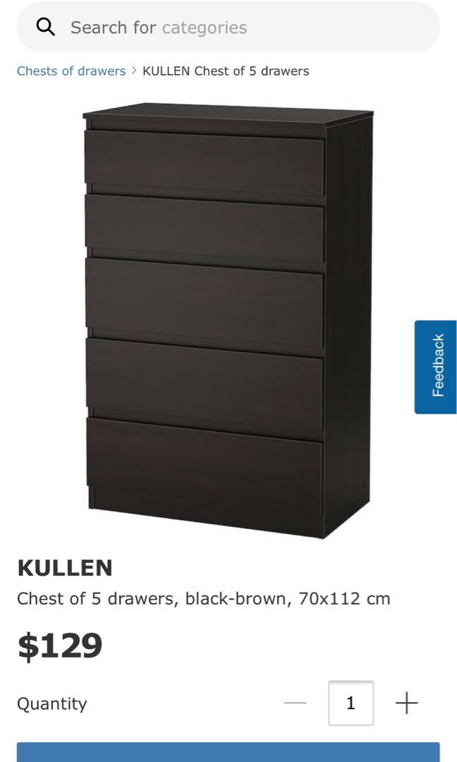 Kullen Chest Of 5 Drawers In Black Brown Furniture Shelves