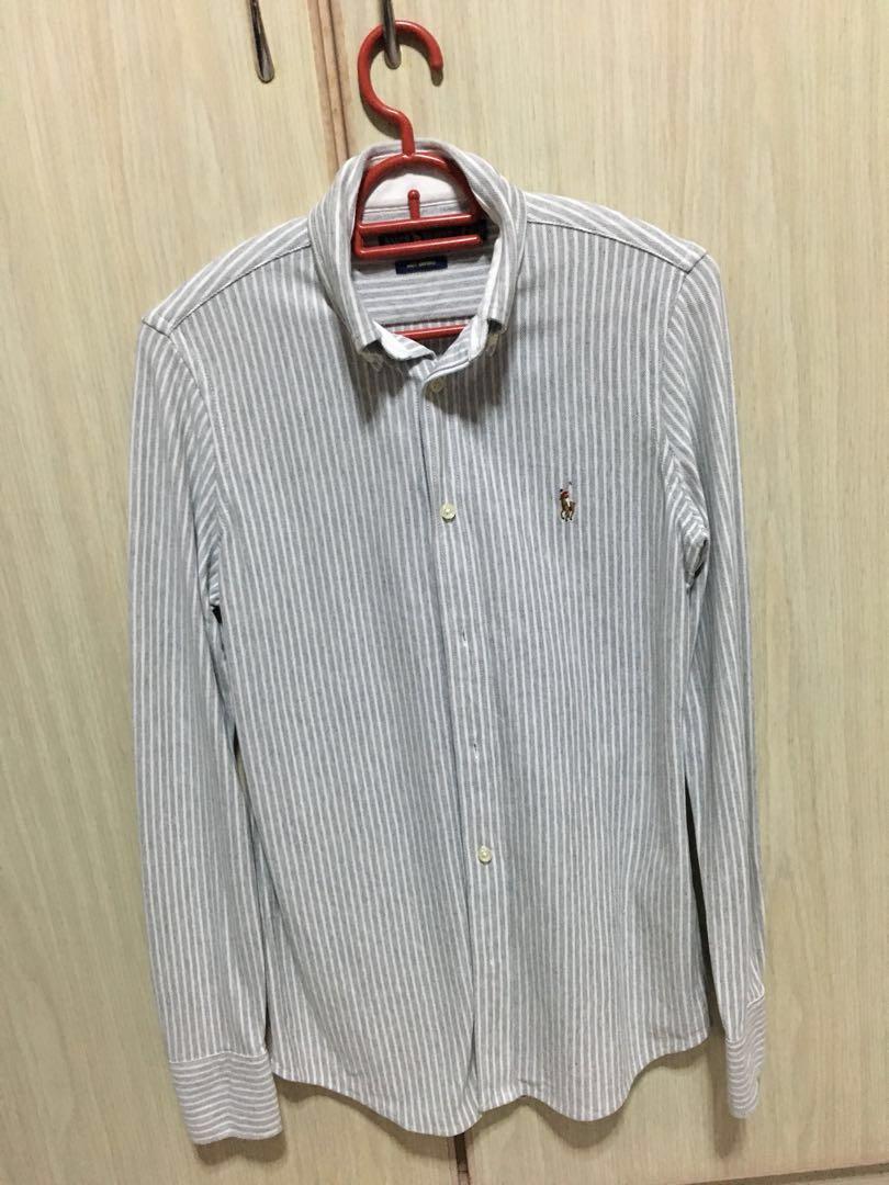 ralph lauren striped knit oxford shirt