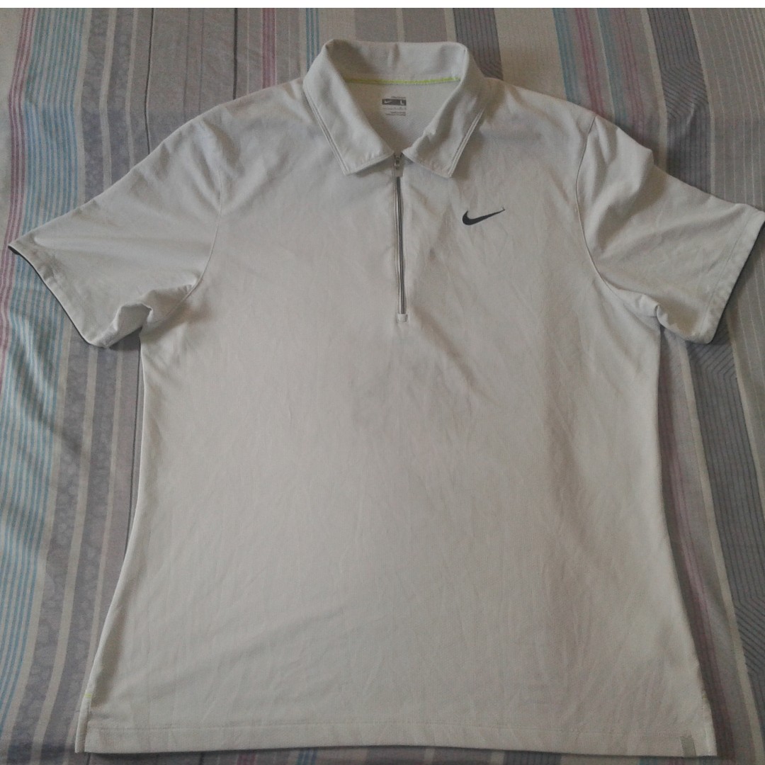 white dri fit polo