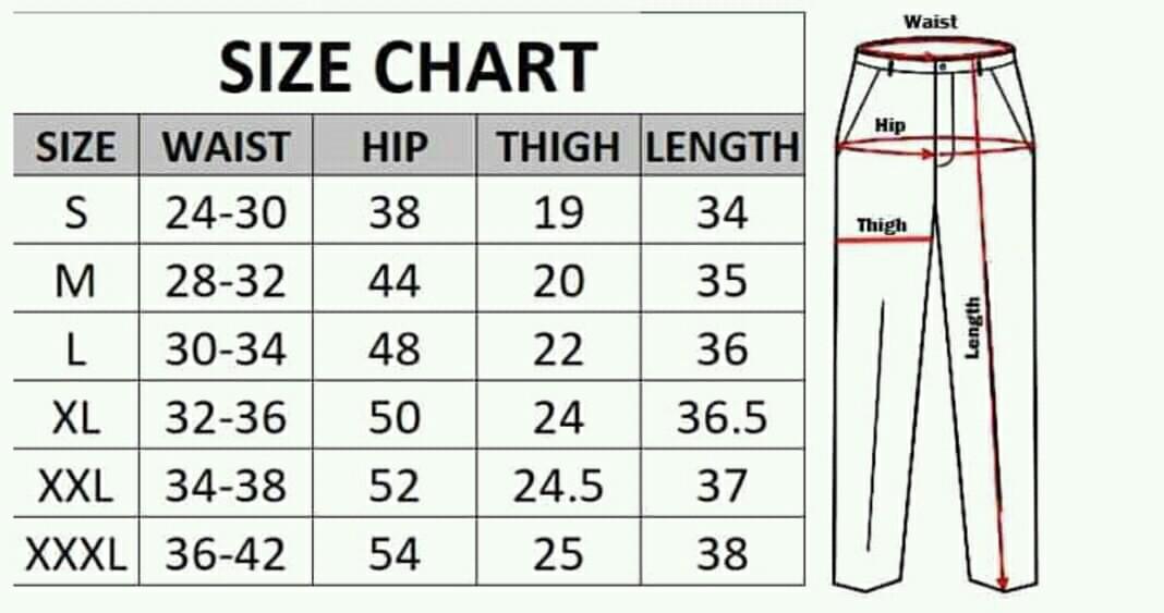 nike men's size chart pants