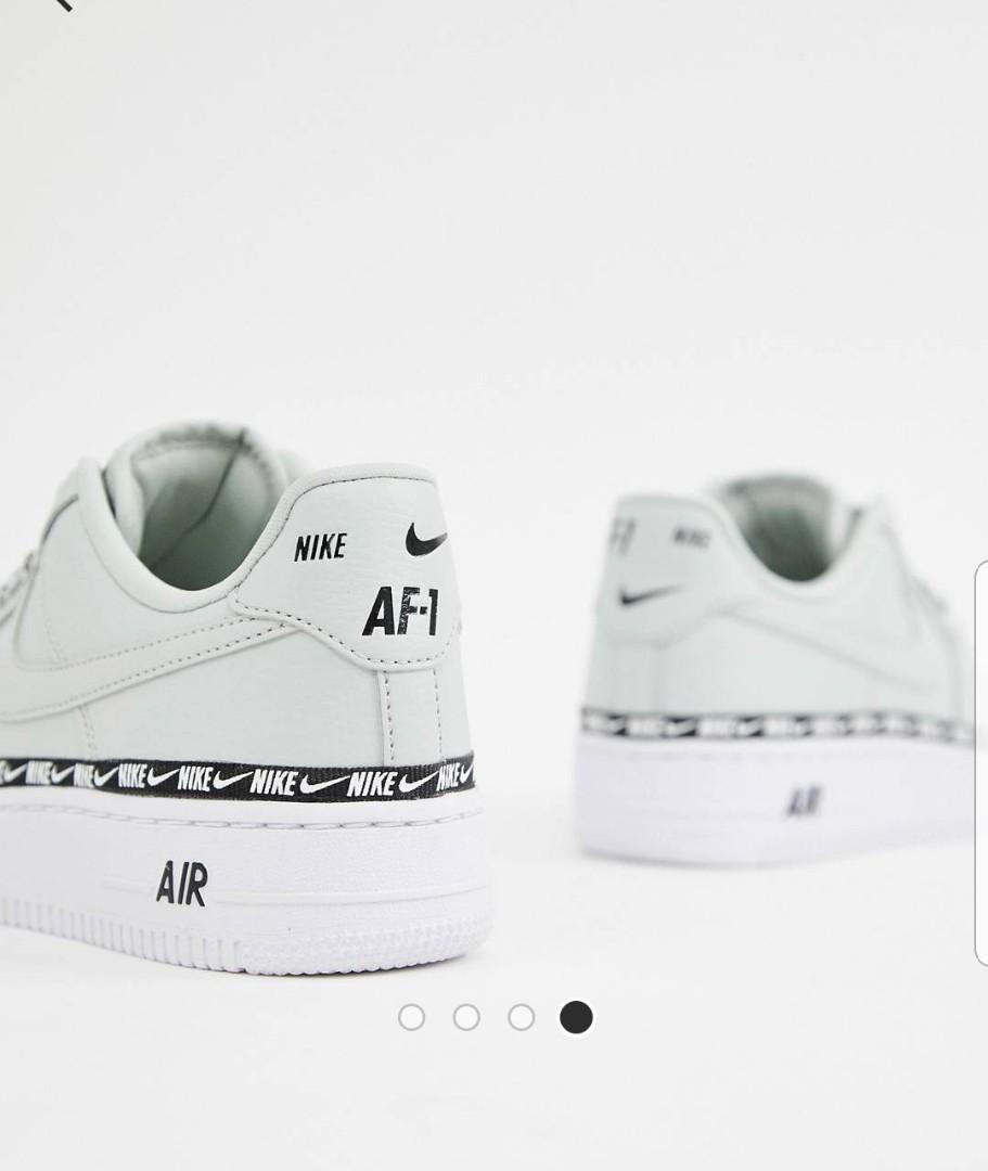 nike silver air force 1 swoosh tape trainers