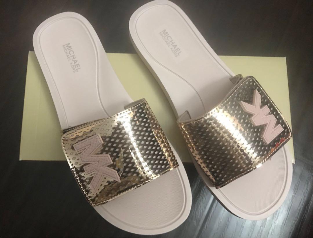 Rose gold discount mk slides