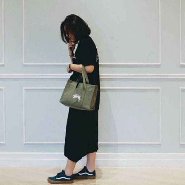 Stussy military sales green tote bag