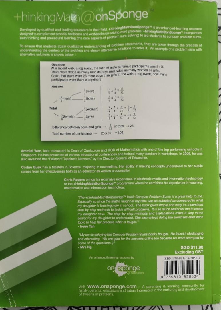 Thinking Math on Sponge Conquer Problem Sums (Pri 5 & 6), Hobbies ...