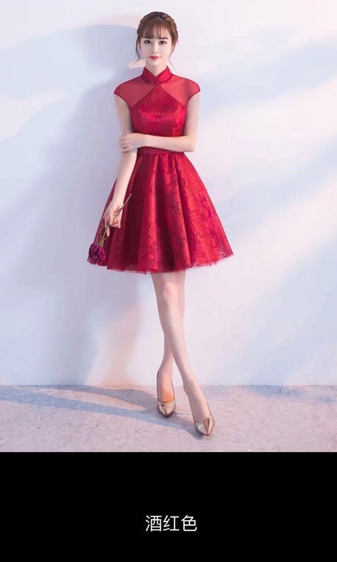 Wine Red Chiffon Cocktail Dress Women s Fashion Dresses Sets