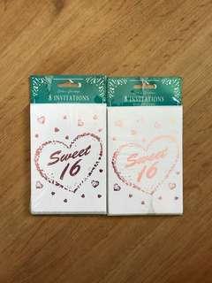 Sweet 16 Party Invitation Cards