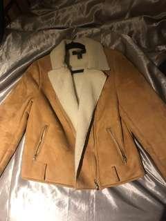 F21 Beige Suede Aviator Jacket (s)