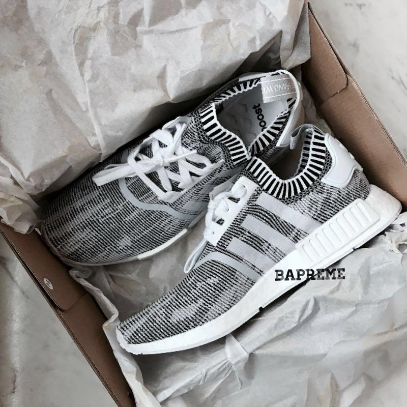 Adidas NMD Glitch Camo White Grey PK Primeknit Men s Fashion