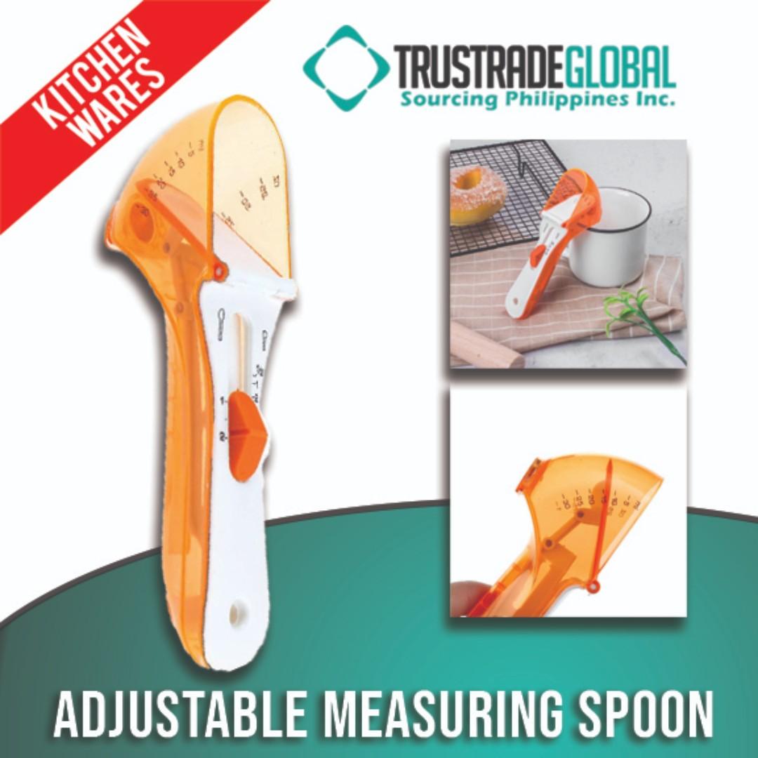 Adjustable Measuring Spoon (Category: Bakeware) located in Manila. Submitted by trustradeglobal (Listing ID 205897253, Image 1). Description: Combine all teaspoons and tablespoons into a handy tool. You don't need to buy more different sizes of measuring spoons to pile up in your kitchen. There are three measurement units: tsp, tbsp, Metric ML, ounce to satisfy all your needs. You can move the slider back and forth to measure. This tool is a must