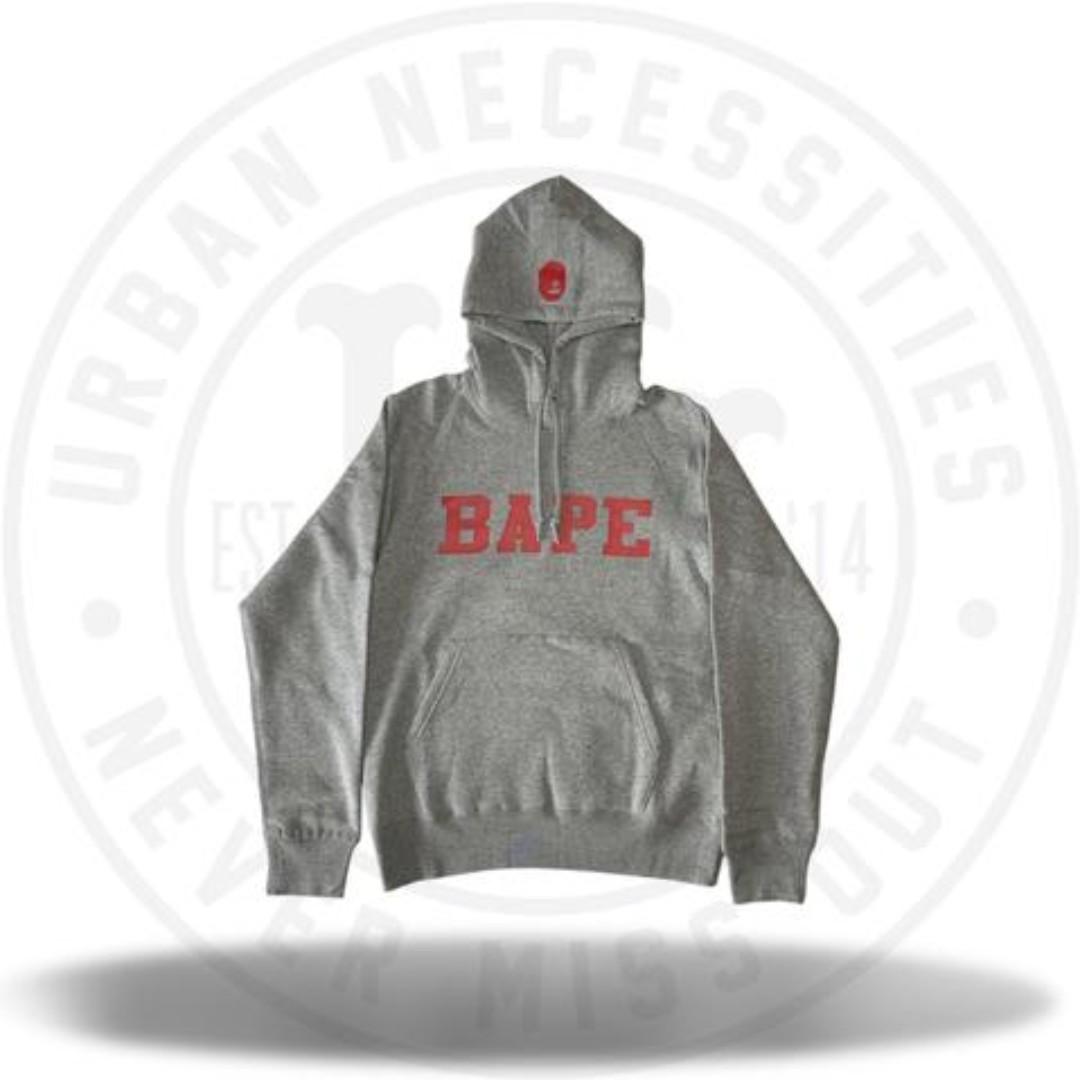 Bape Happy New Year 2019 Spell Out Red Font Hoodie Grey