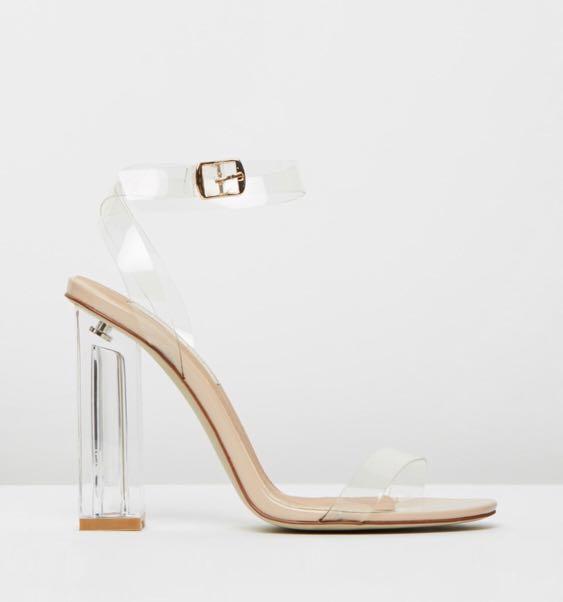 Transparent Heel Strappy Mules – Silver