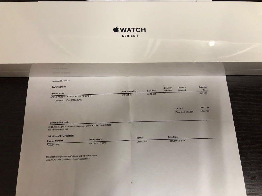 Brand new Apple Watch 3 38mm GPS have receipt