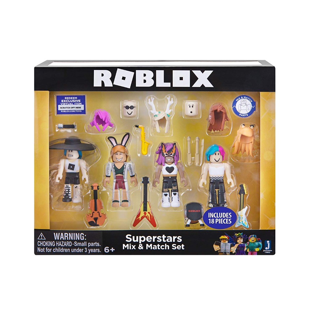 Brand New Authentic Roblox Celebrity Toy Collection Superstars Mix And Match Pack With Virtual Item Code - authentic roblox