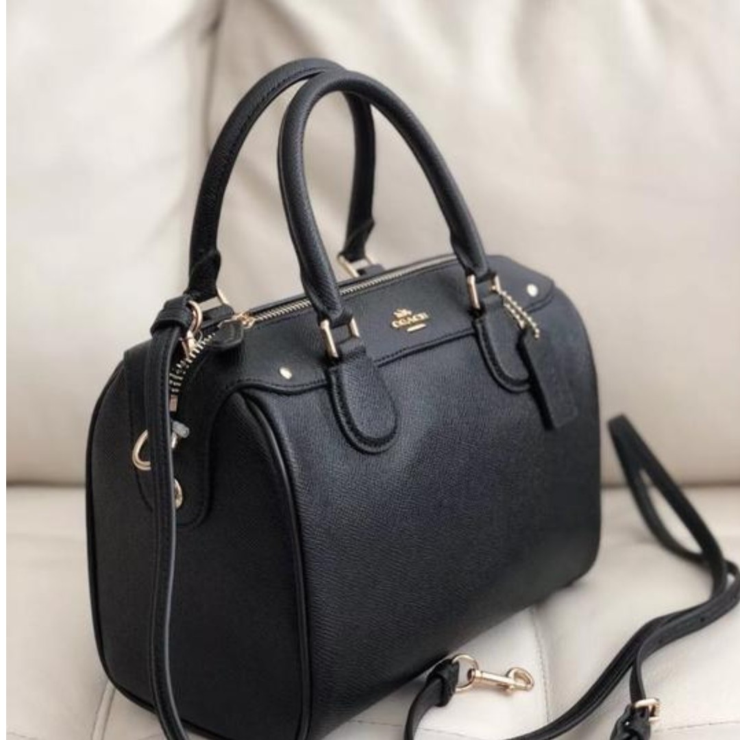 Coach Mini Bennett Black Crossgrain Leather Satchel