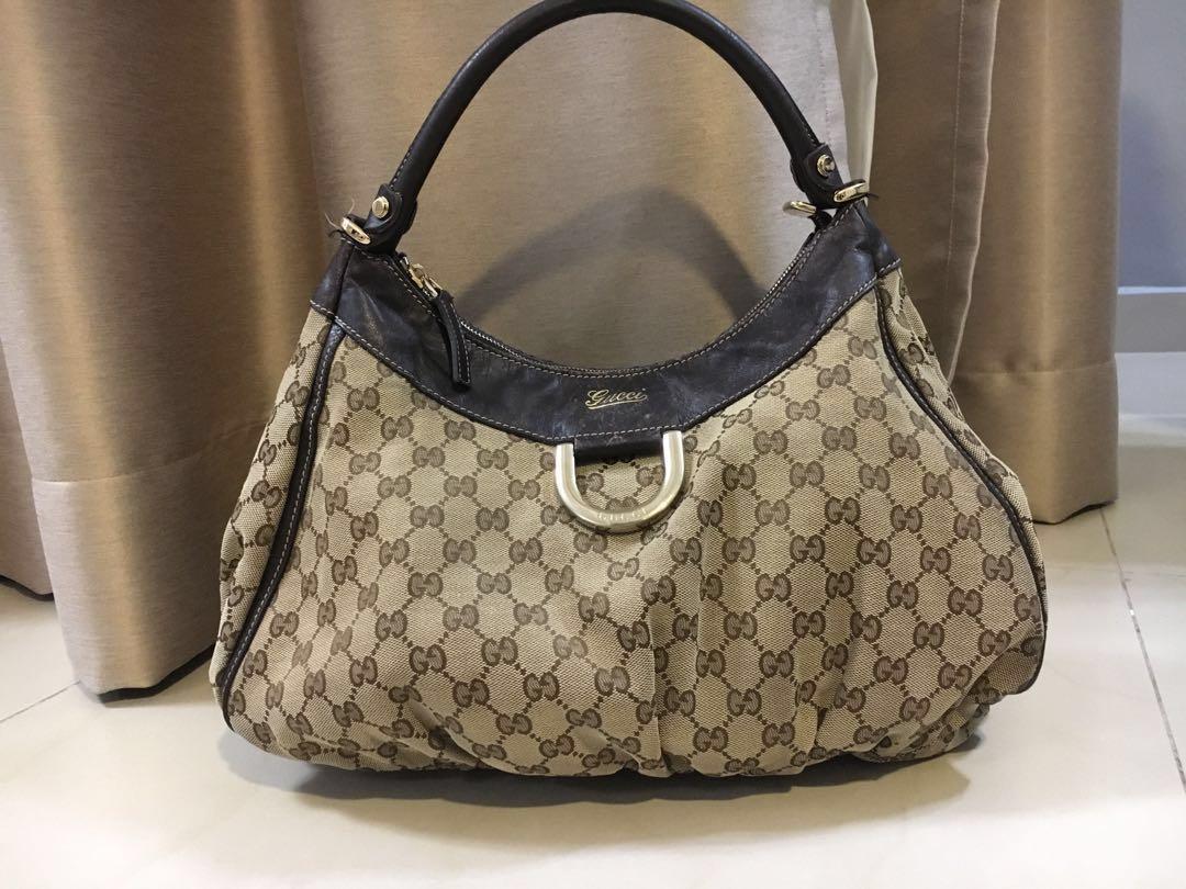 GUCCI 189833 502752 LARGE D RING HOBO, Luxury, Bags & Wallets on Carousell