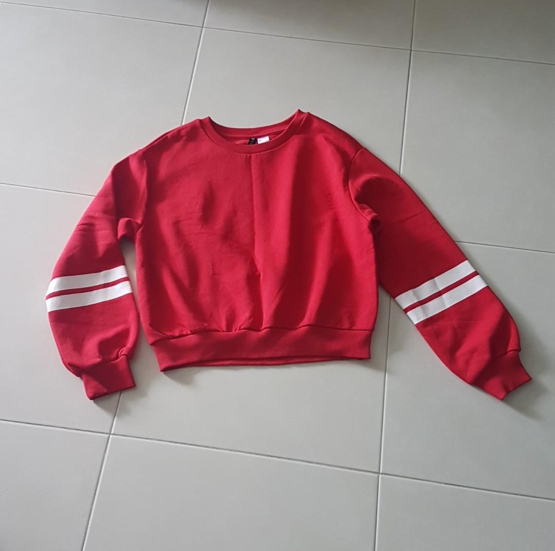 Red sweater with clearance white stripe