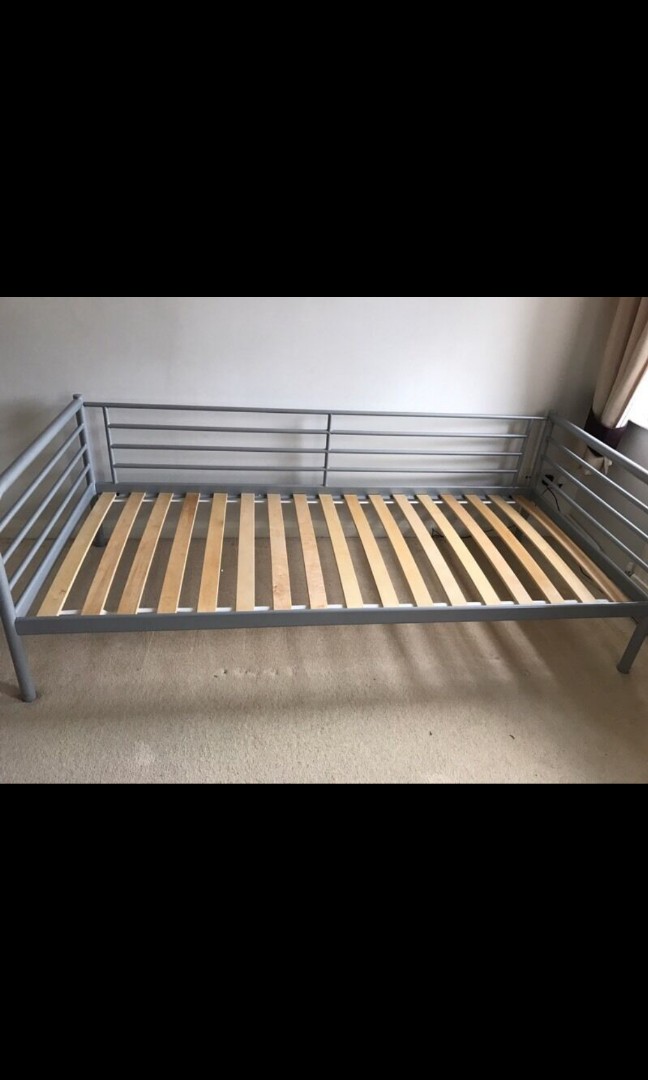 Ikea Grey Single Bed Frame With Slatted Base Furniture Home Living Frames Mattresses On Carou Ikea Grey Single Bed Frame With Slatted, King Size Bed Slats Ikea