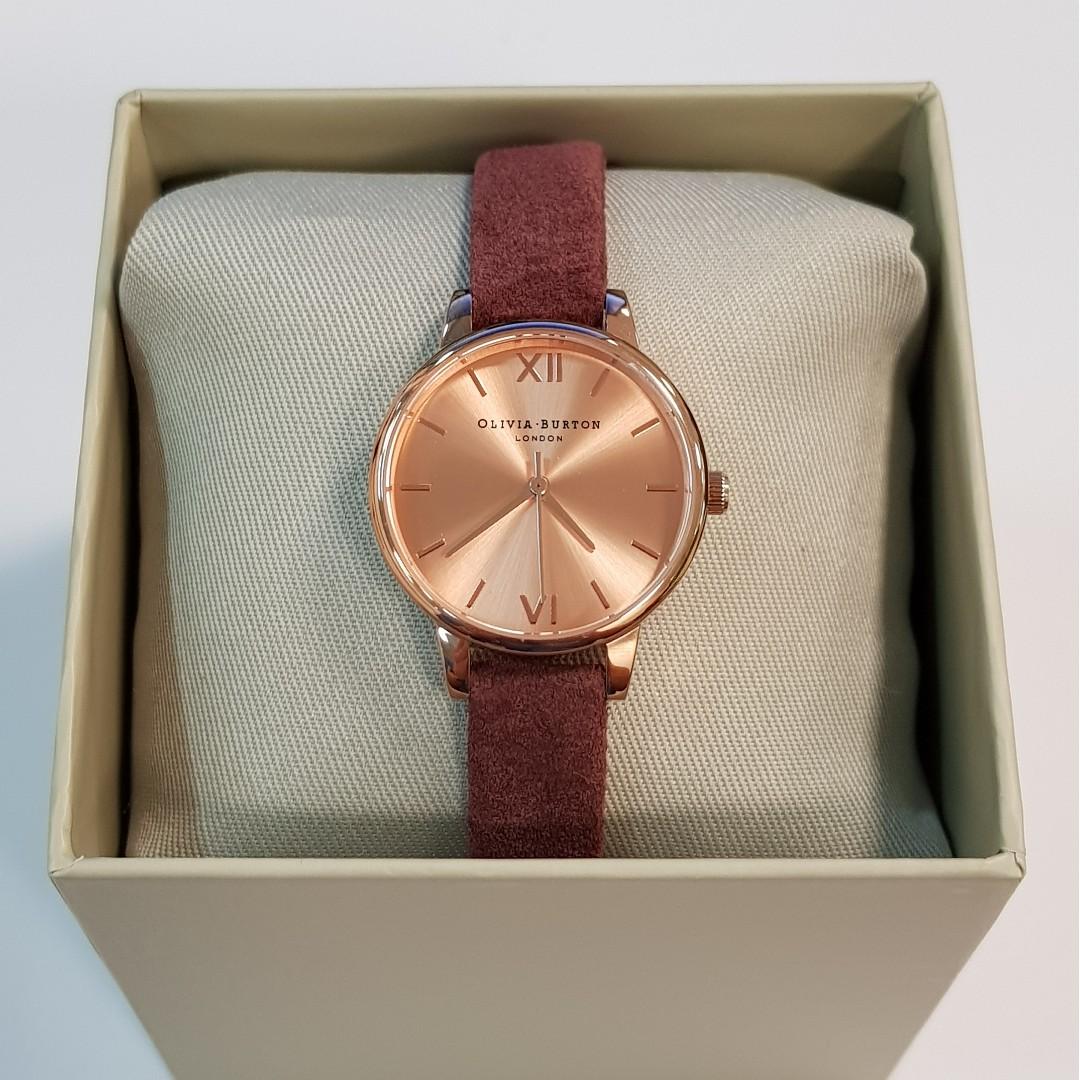 Olivia Burton Ob London Sunray Demi Dial Watch With Rose Velvet 34 Mm Luxury Watches On Carousell