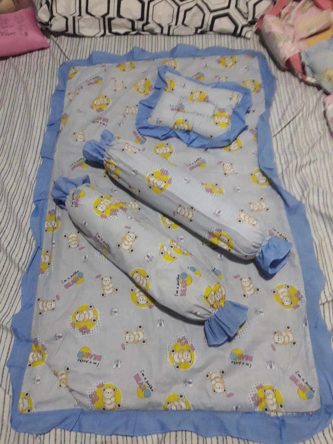 Pre Loved Blue Bear Baby Comforter Set Babies Kids Cots Cribs On Carousell