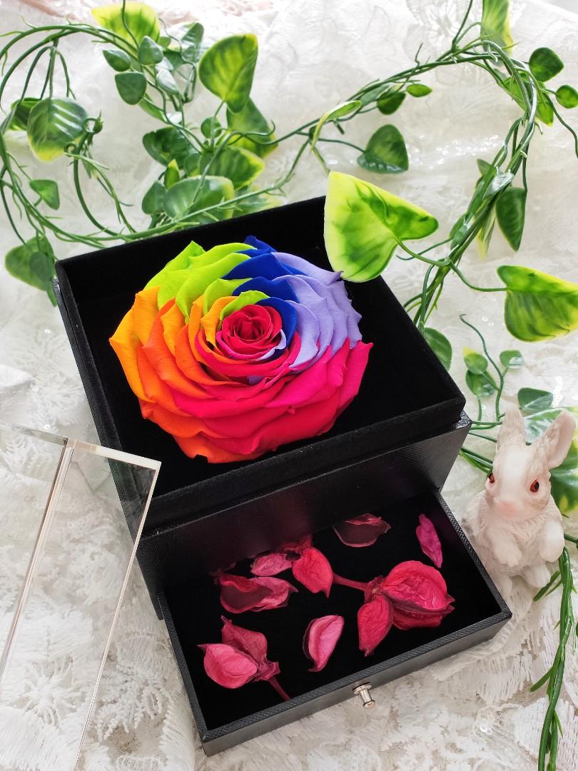 7 Color Preserved Rainbow Rose Flower Gift Box Mother Day