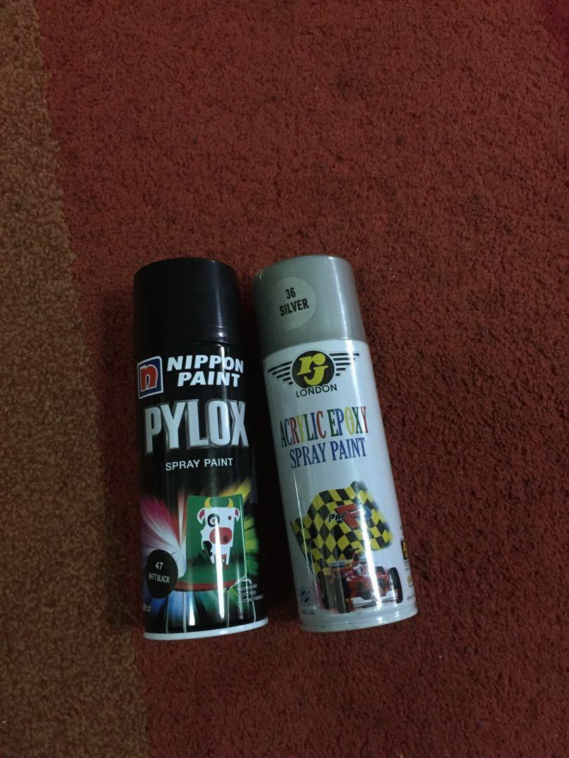 Pylox Matt Black Spray Paint Nippon 400cc And London Silver Acrylic Epoxy Hobbies Toys Stationery Craft Craft Supplies Tools On Carousell