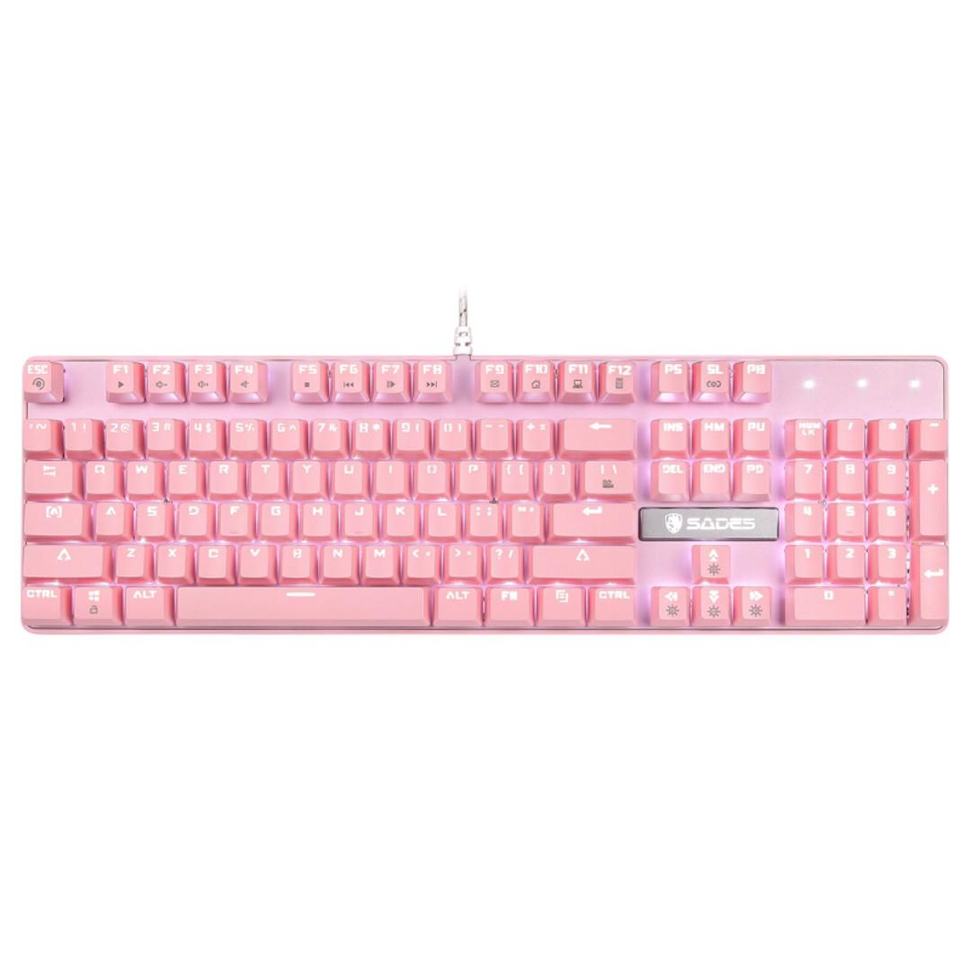 SADES K10 V2 Pink Mechanical Blue Switches Gaming Keyboard