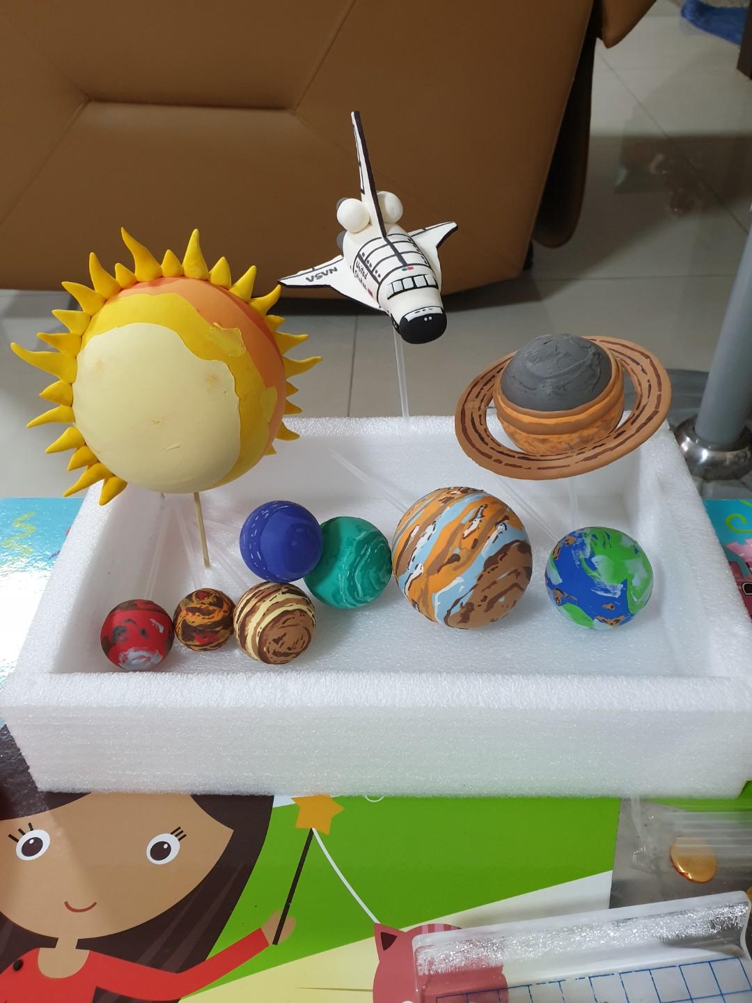 Solar System Cake Toppers Made Of Air Dry Clay Design