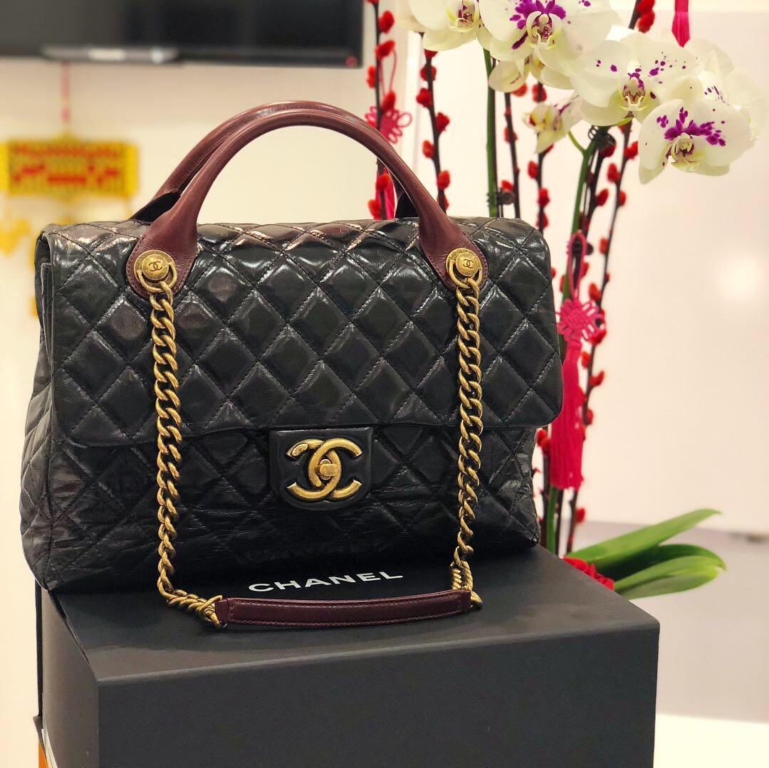 Chanel Glazed Caviar Large Frame Tote Bag – Ladybag International