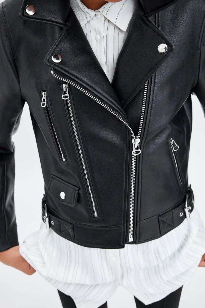 zara trafaluc faux leather jacket