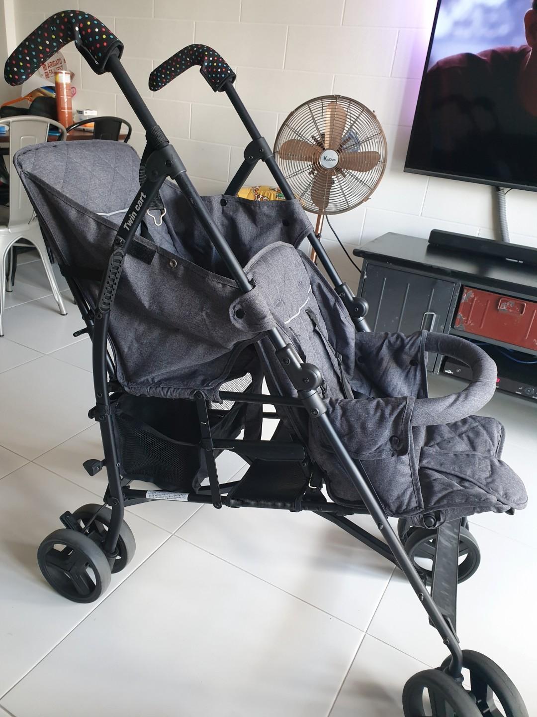 Twin Cart Double Stroller Umbrella Fold Babies Kids Going Out