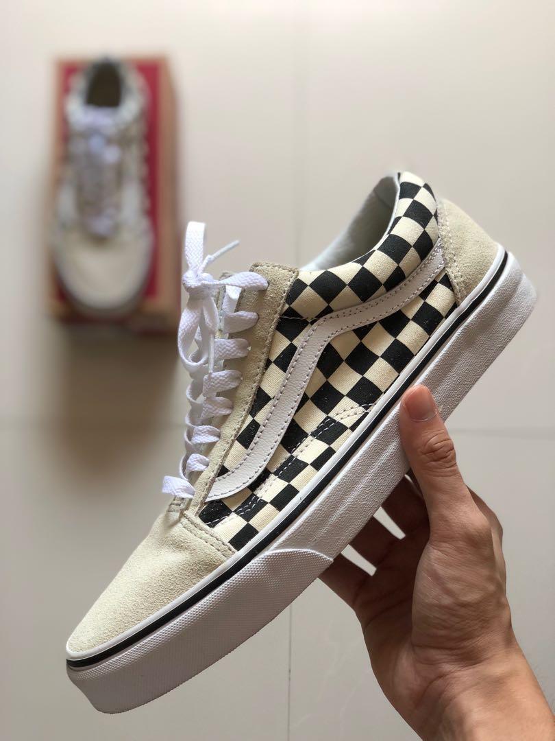 vans old skool white checkered