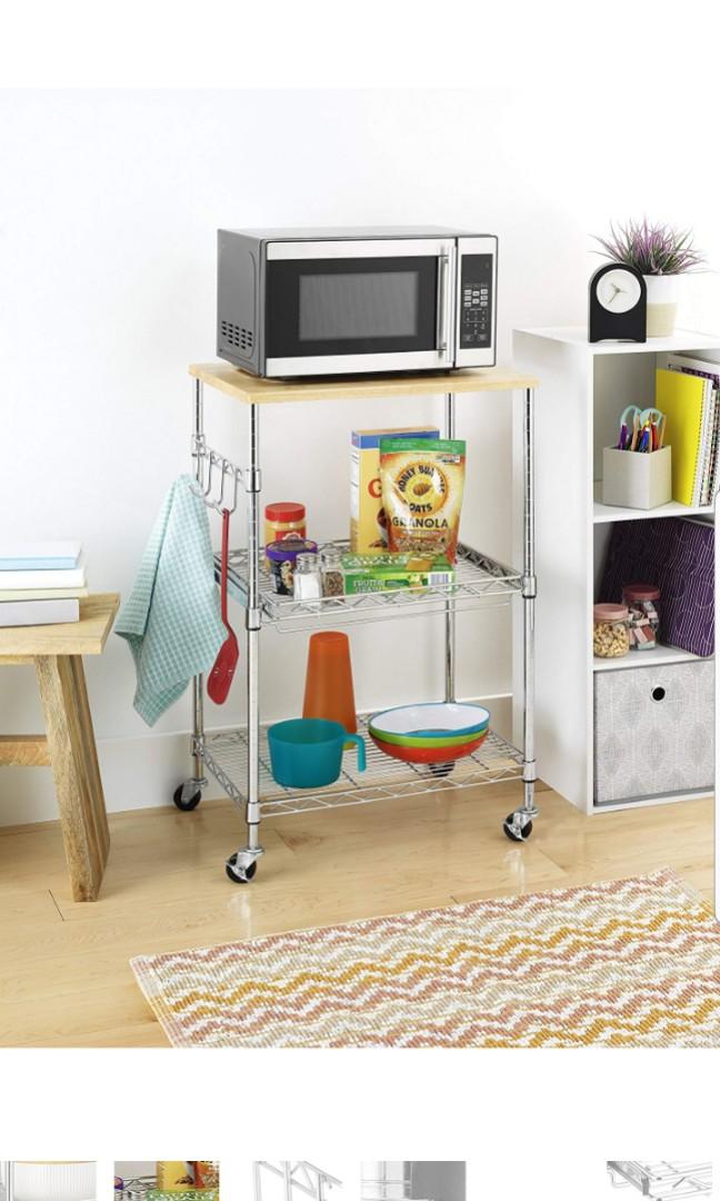 Whitmor Supreme Kitchen Cart Wood Chrome Trolley Cart Wood Chrome Kitchen Trolley