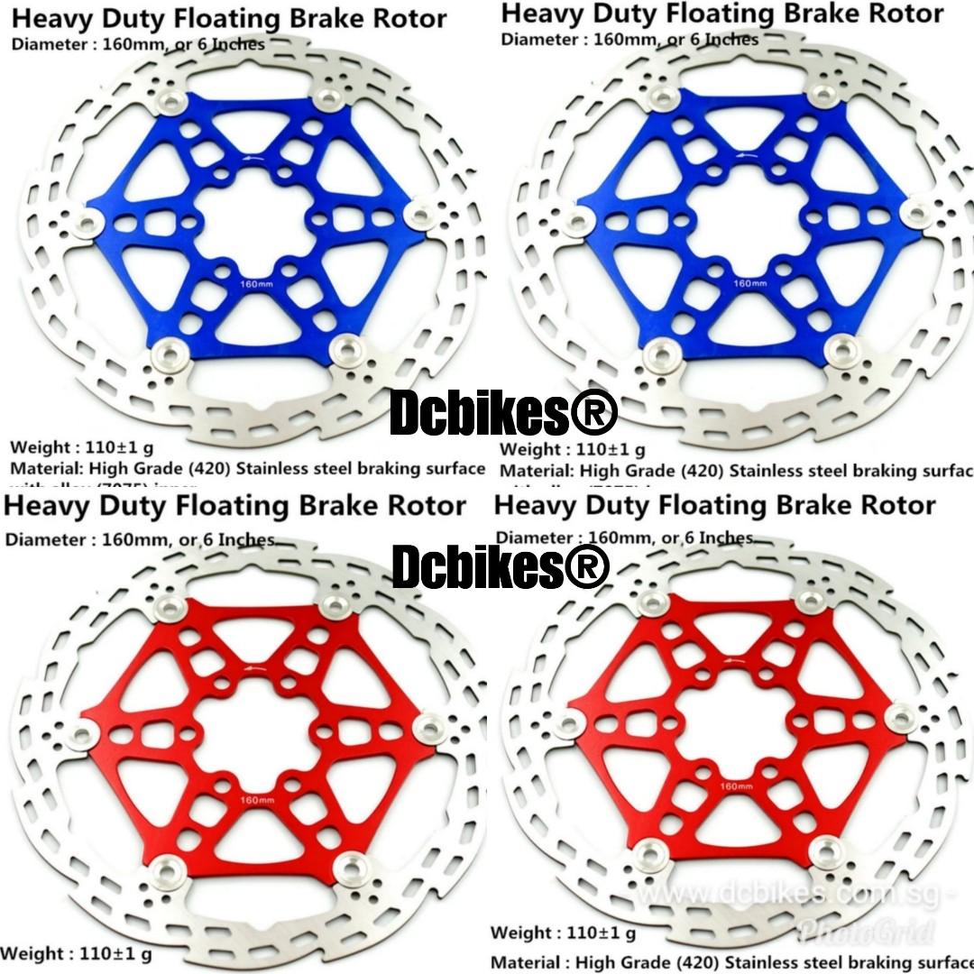 2 X 160mm Floating Disk Brake Rotors Dcbikes Bicycle MTB Escooter Cruiser Road Bike Mountain cx Cyclocross Gravel PRICE FOR 2 DISC Colors Blue Red Sports Equipment Bicycles Parts Parts